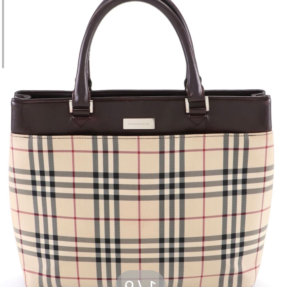 Vintage Burberry Check Canvas and Leather tote bag - Picture 2 of 8